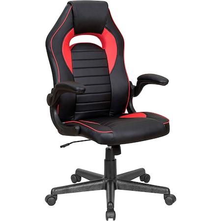 Global Industrial Racing/Gaming Chair, Mid Back, Synthetic Leather, Black/Red 695854RD